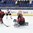 POPRAD, SLOVAKIA - APRIL 17: Switzerland's Philipp Kurashev #23 scores against Canada Jake Mcgrath #30 during preliminary round action at the 2017 IIHF Ice Hockey U18 World Championship. (Photo by Andrea Cardin/HHOF-IIHF Images)